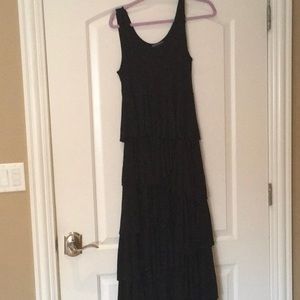 Long Black Ruffled Summer Dress.